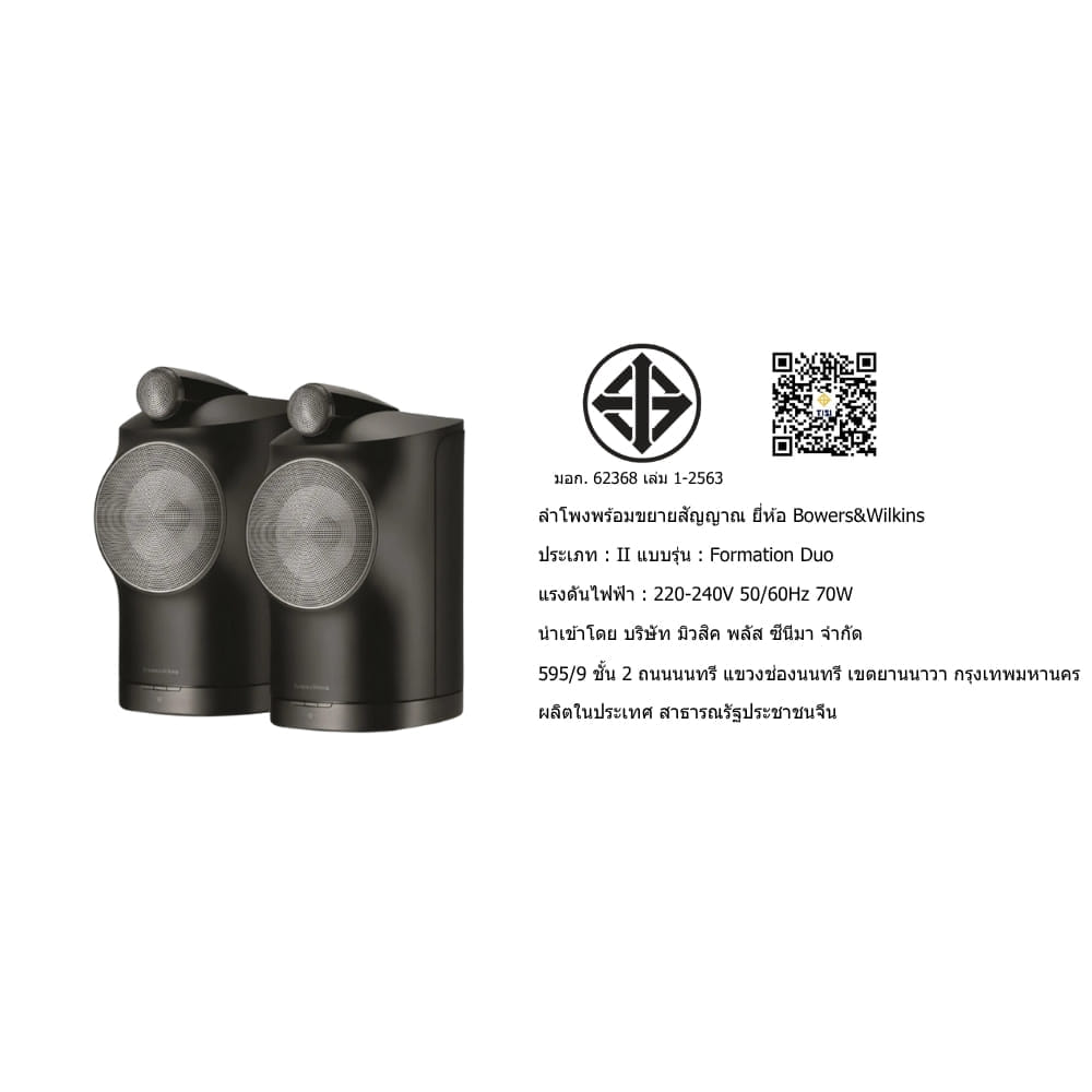 ลำโพงบลูทูธ/ไร้สาย BOWERS&WILKINS : FORMATION DUO (BLACK)